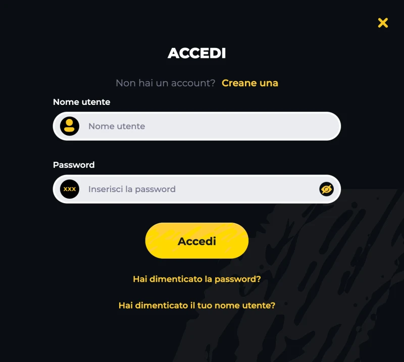 Schermata registrazione